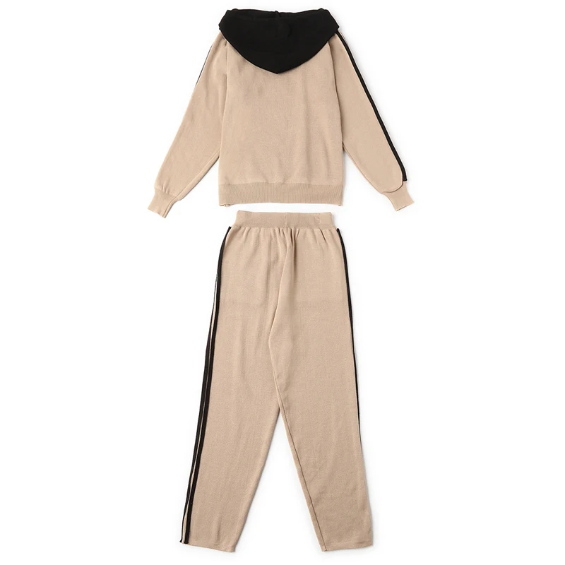 Повседневный Спортивный костюм с капюшоном костюмы для женщин комплект из 2