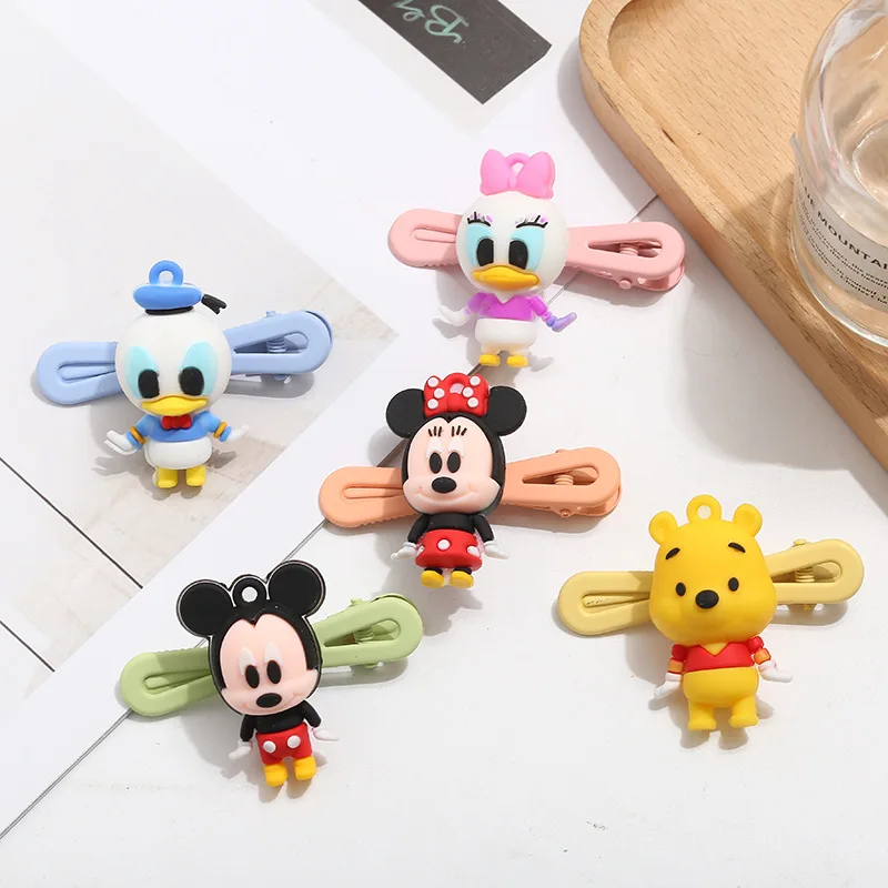 

Disney cute cartoon hairpin resin Mickey Mouse head buckle girly style Donald Duck hair accessories hair ring