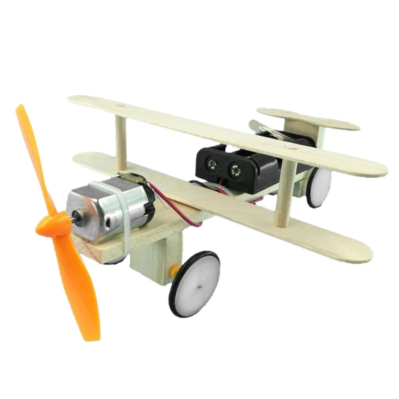 

Wooden Electric Car Plane Model DIY Handmade Kids Assembling Toys Science Kit