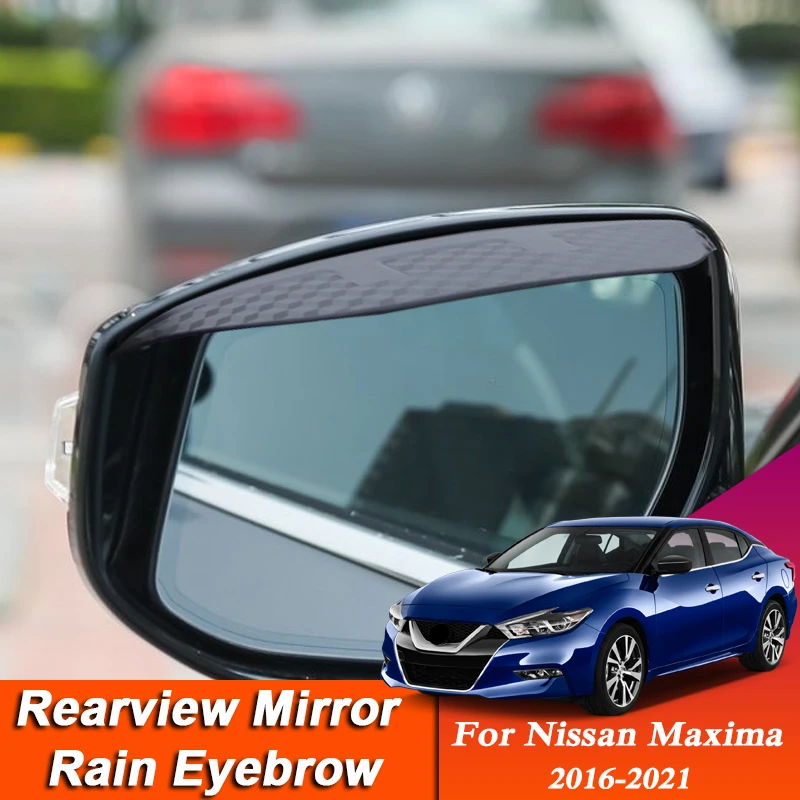 

2pcs Car-styling For Nissan Maxima 2016-2021 Carbon Fiber Rearview Mirror Eyebrow Rain Shield Anti-rain Auto Visor Sticker