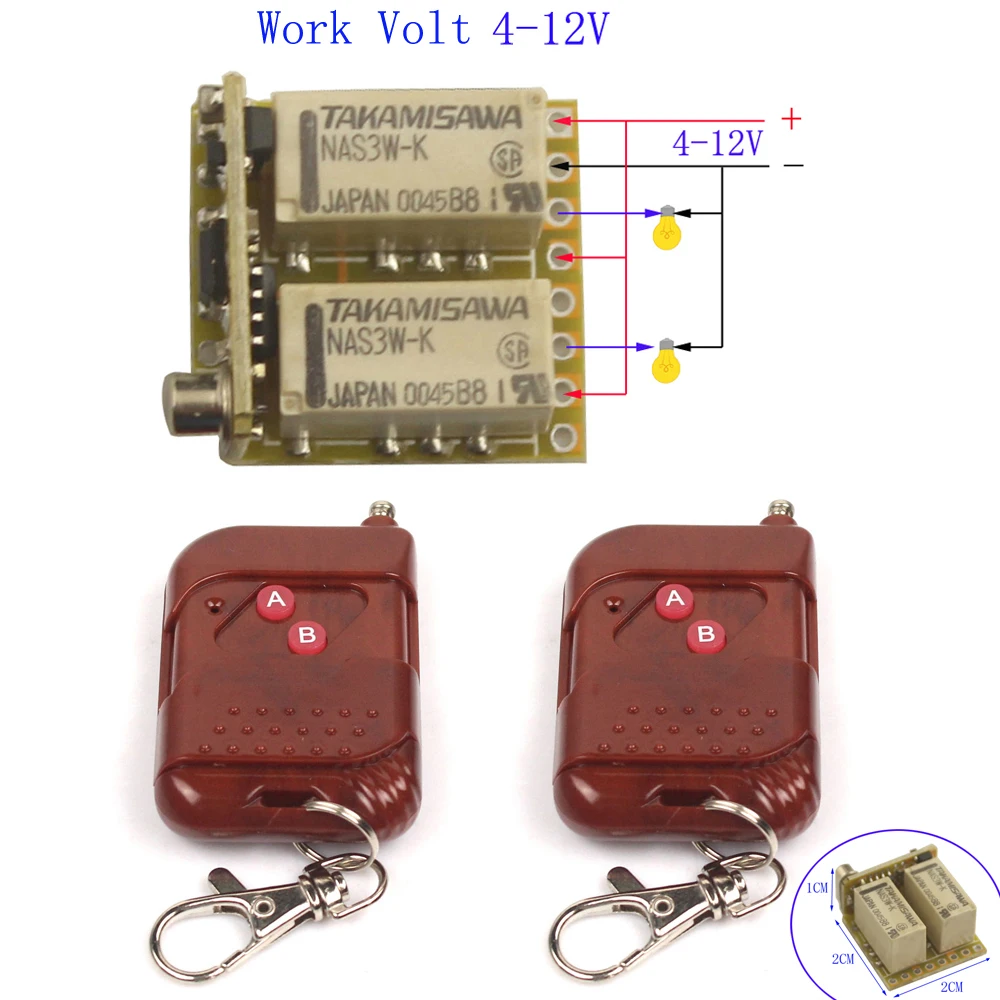 Micro 5V 9V 12V RF 2CH беспроводной модуль переключателя управления 4V-12V NO COM NC релейный