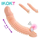 IKOKY вибрирующий пенис с рукавом для увеличения пениса для мужчин t презервативы задержка эякуляции расширитель секс-игрушки для мужчин продукты для взрослых многоразовые
