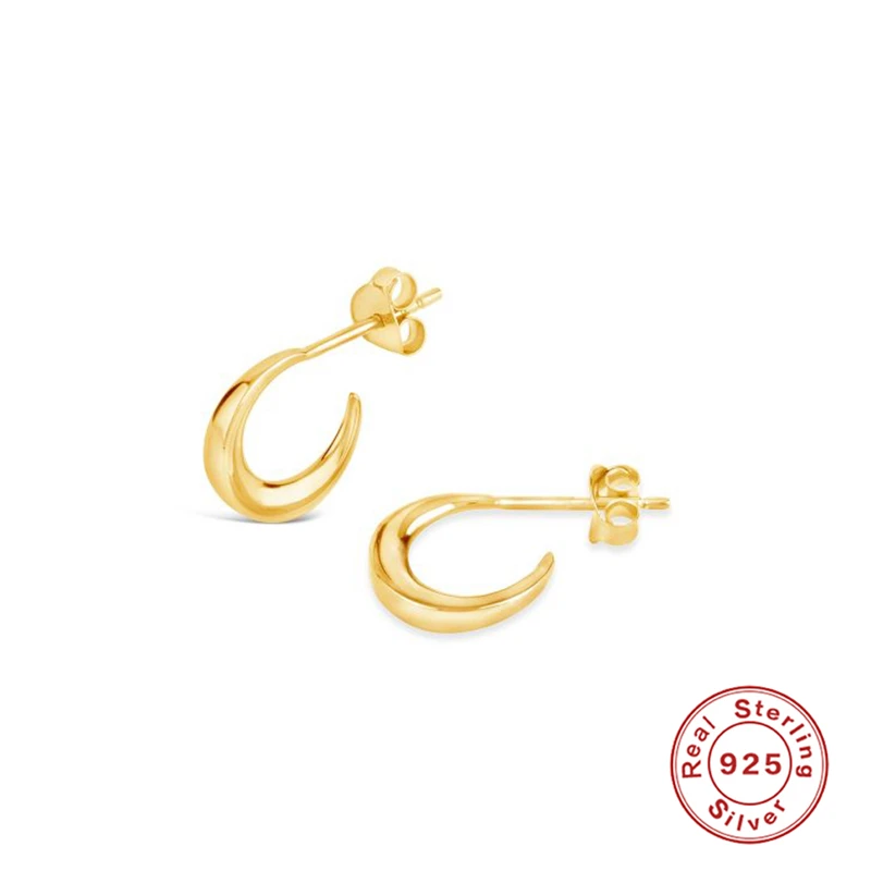 

Aide 925 Sterling Silver Fashion Crescent C Shaped Stud Earrings For Women Piercing Earring Earings Jewelry Pendientes Plata 925