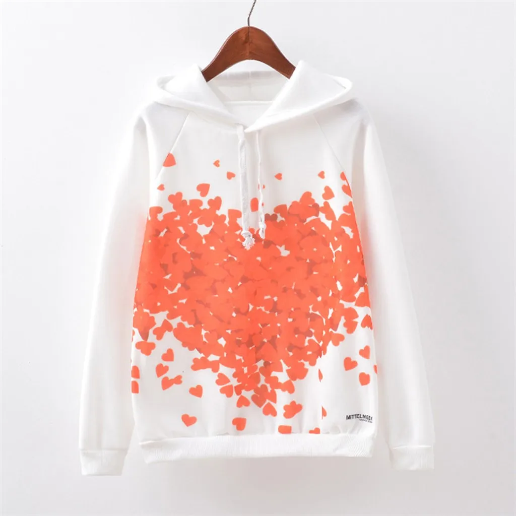 Женские толстовки с капюшоном 2019 Женская толстовка длинным рукавом и принтом Love