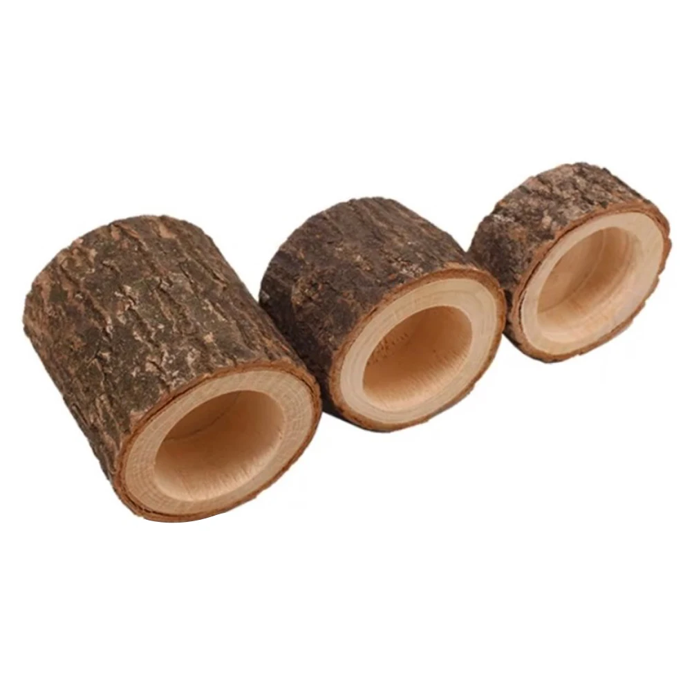 Set Of 3 Natural Romantic Handmade Home Decor Dinner Candle Holder Table Party Tea Light Wedding Rustic Wooden Ornament | Дом и сад