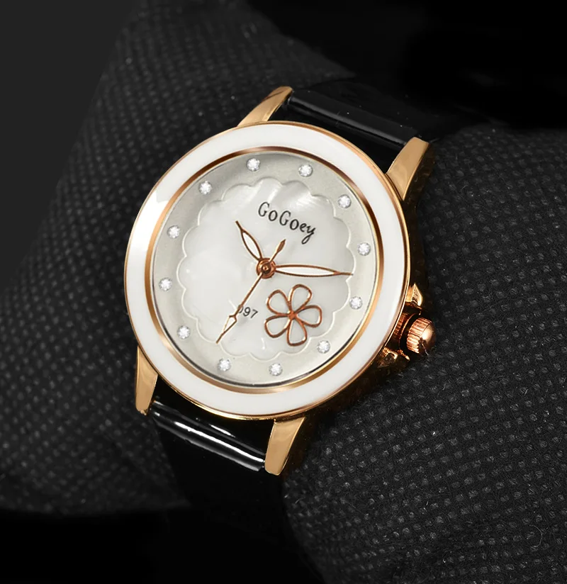

2019 GOGOEY New Fashion Casual Women Watch Luxury Rhinestone montre femme Leather Band Quartz Wrist Watches Women relogio