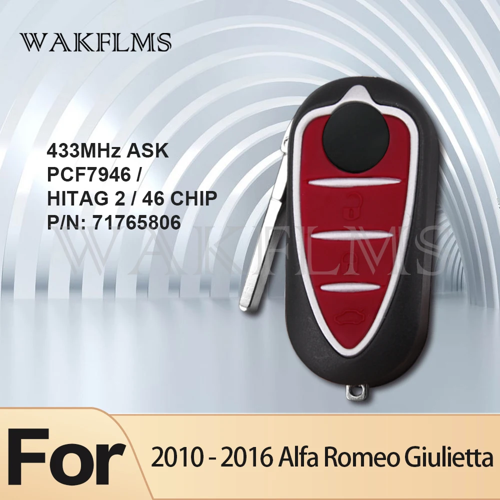 3 кнопки дистанционного управления клавишами для Alfa Romeo Giulietta (Marelli BSI) PCF7946 чип 433