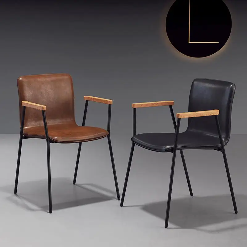 Nordic Modern Simple Back Home Dining Chair Coffee Designer Leisure Armrest Iron Art Loft Office Stool |