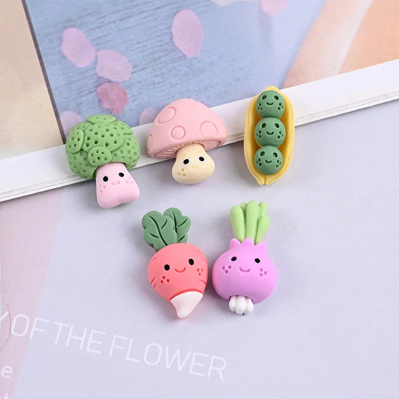 10/20Pcs/Lot Resin Cute Cartoon Vegetable Mushroom Candy Girl Hairpin Accessories Earring Charms Flatback Pendant Homemade Gift images - 6