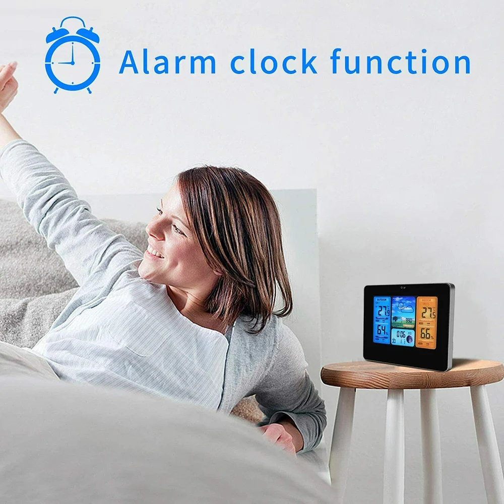 digital lcd hygrometer thermometer wireless sensor weather forecast indoor outdoor weather station clock led alarm clock free global shipping