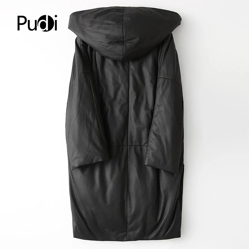 PUDI A28025 женская зимняя теплая куртка из натуральной овечьей кожи, женское длинное пальто на утином пуху