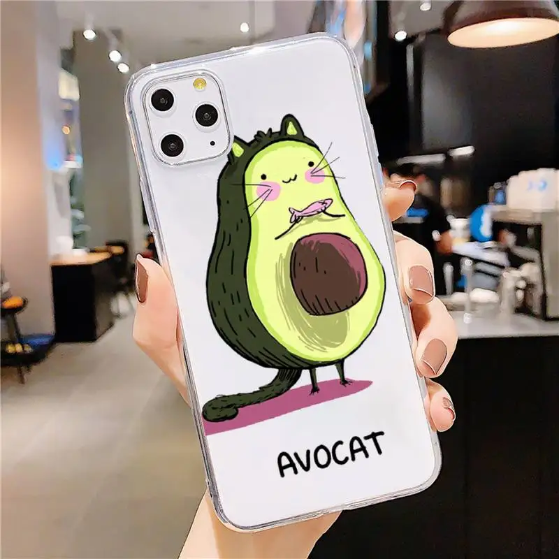 

cute cartoon Avocado mobile funny Phone Case Transparent soft For iphone 5 5s 5c se 6 6s 7 8 11 12 plus mini x xs xr pro max