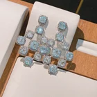 Женские Висячие серьги HIBRIDE, геометрические серьги с кубическим цирконием и кристаллами, 2021 E-1017