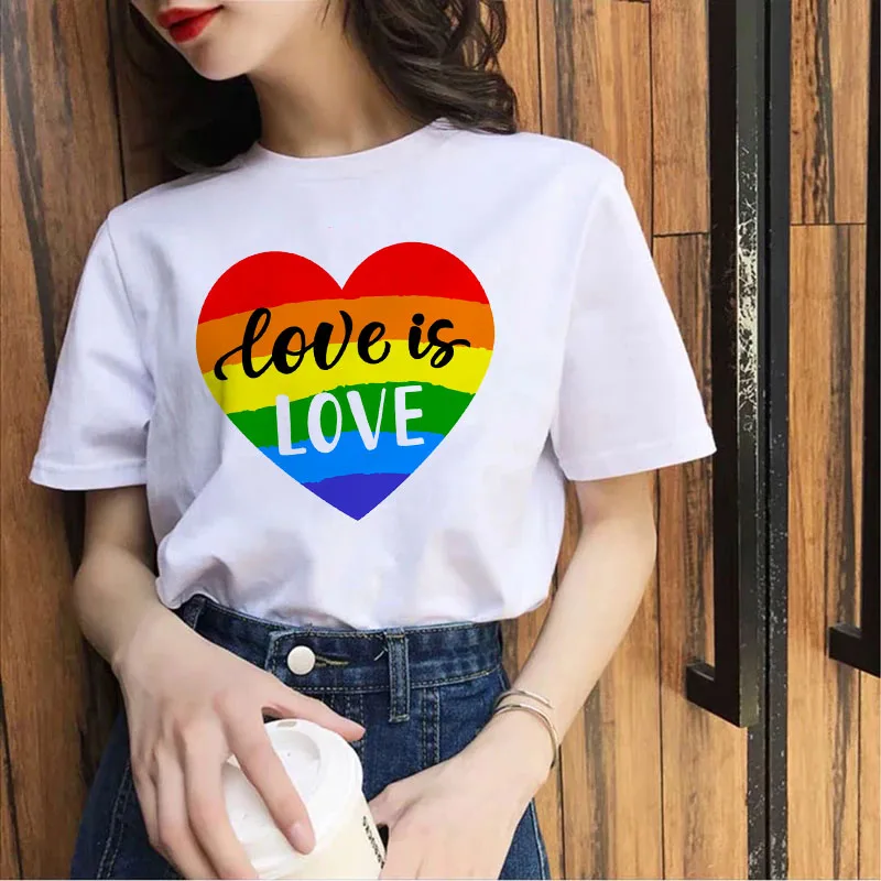 

2021 Summer T-shirt Love Is Love Print Ladies T Shirt Color graphics t shirt Streetwear Fashion Short Sleeve tee shirt femme