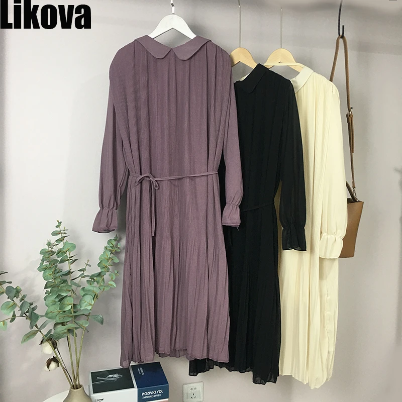 2020 весеннее плиссированное платье для женщин белого размера плюс шифоновое