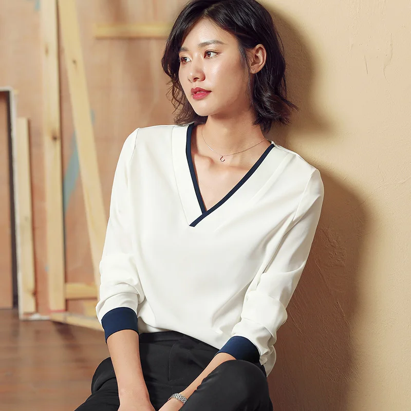 Шифоновая рубашка для женщин с длинным рукавом Сезон весна осень Новинка С v