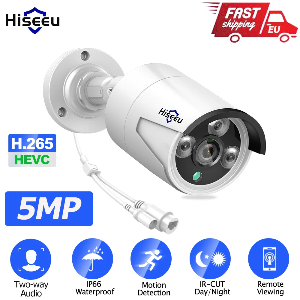 IP-камера видеонаблюдения Hiseeu H.265 5 МП POE водонепроницаемая | Безопасность и защита