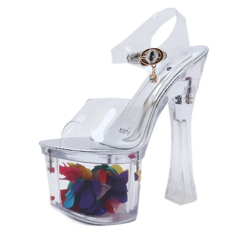 

Nightclub Womens Sandals Waterproof Platform Sandals Sexy Crystal Sandals Heels Transparent Sandals Fish Mouth Women Shoes 34-43