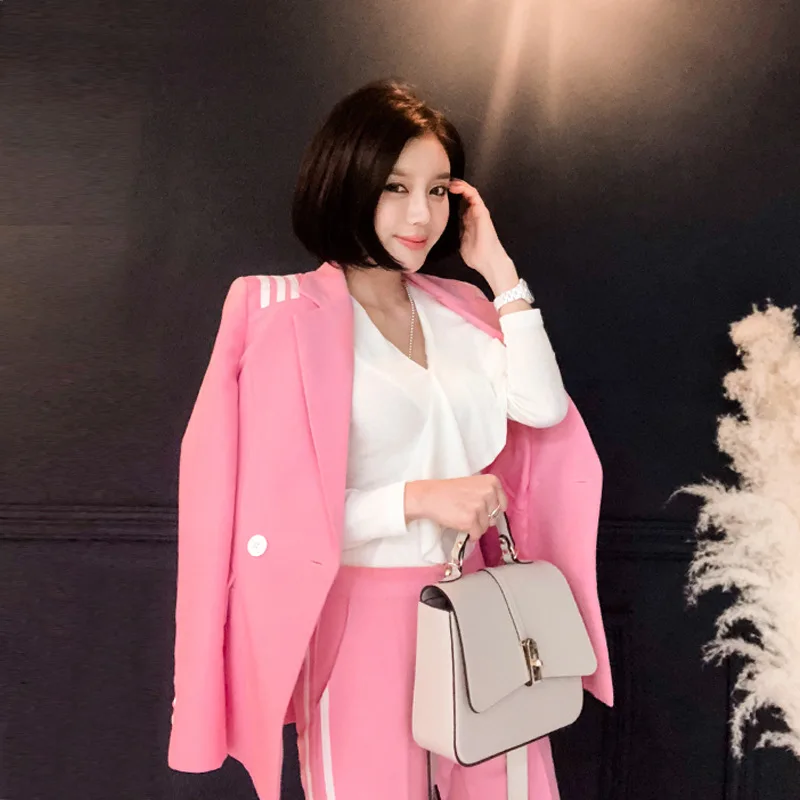 Женский костюм 2019 розовый Повседневный модный тонкий британский стиль маленький