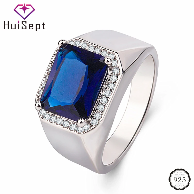 Мужское Ювелирное кольцо HuiSept классическое серебряное 925 пробы в геометрической