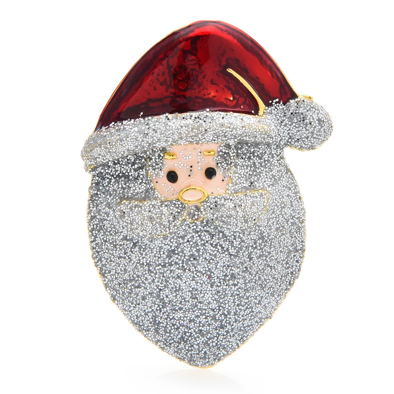 

Wuli&baby Shining Enamel Santa Claus Brooches For Women Men Lovely New Year Figure Brooch Pin Gifts