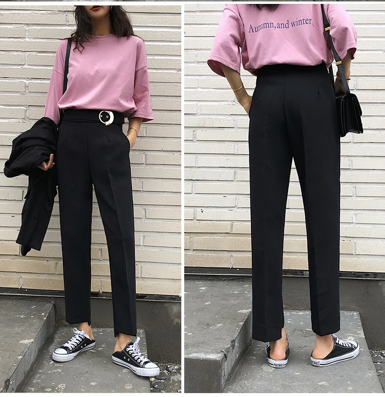 Женские повседневные брюки с поясом REALEFT деловые прямые высокой талией Новинка