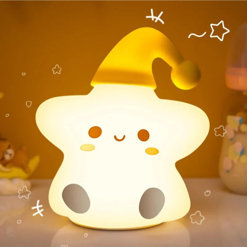 

Star LED Night Light USB Bedside Pat Lamp Kids Gifts Dorm Desk Bedroom Living Room Home Party Holiday Decoration Rechargeable