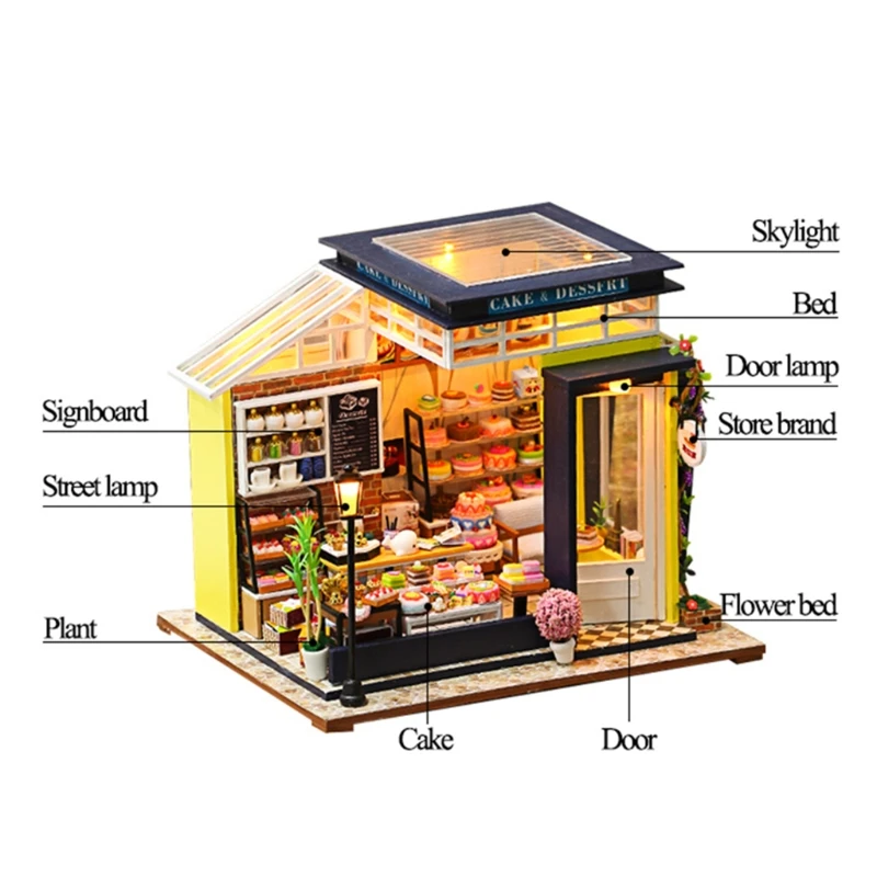 

DIY cake shop theme is very beautiful doll house set children mini doll house toy gift suitable for decoration beautiful gifts