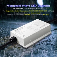 waterproof 5 in 1 led controller dc12v 24v 36v outdoor dimmer for dual white single color temperature rgbw rgb cct led strip