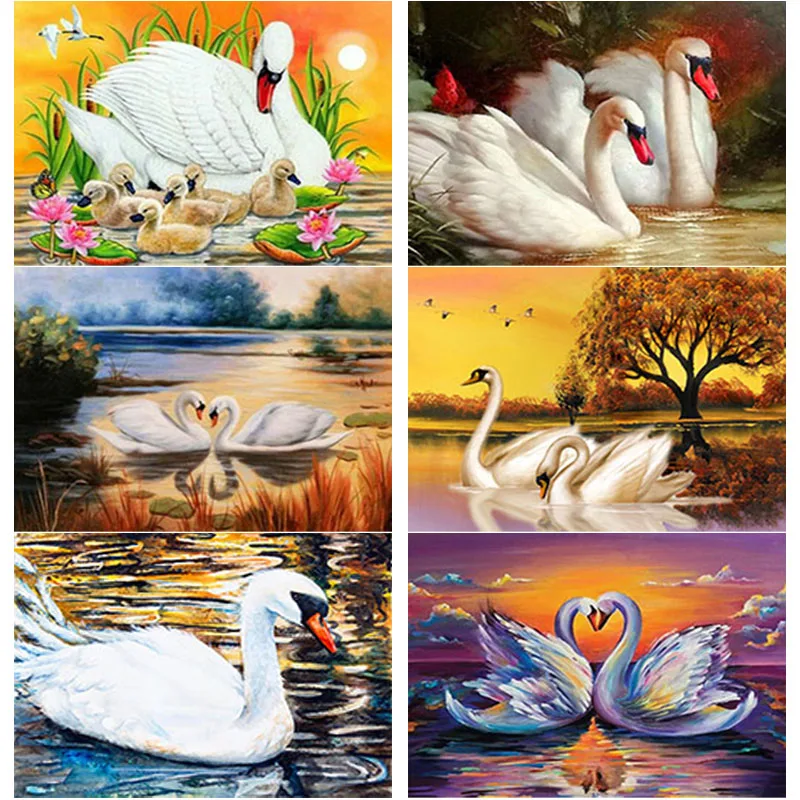 

New 5D DIY Diamond Painting Animal Cross Stitch Swan Lake Diamond Embroidery Full Square Round Drill Home Decor Manual Art Gift