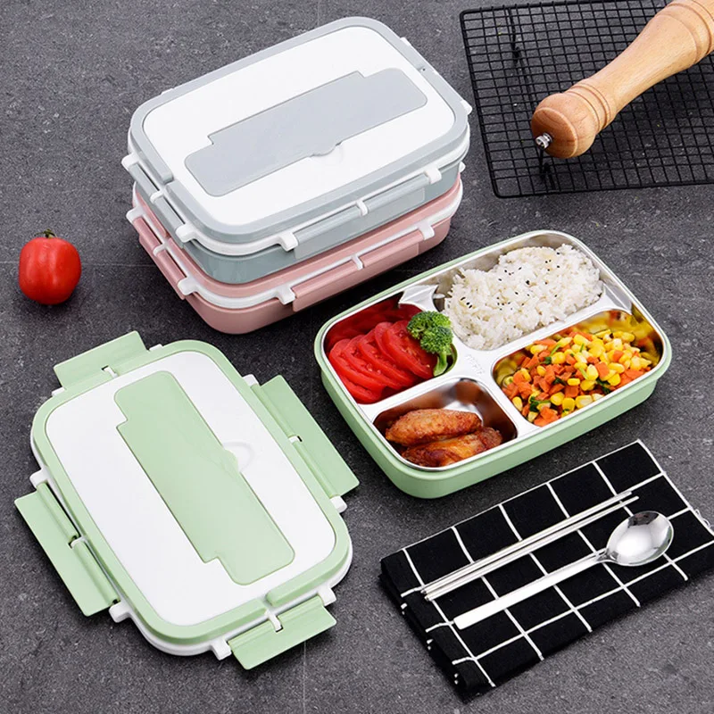 304 Ланч бокс из нержавеющей стали дизайн отсека запаянный герметичный контейнер