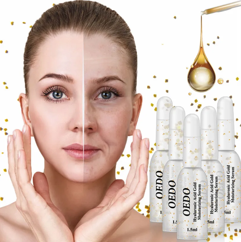 

Gold Hydrating Serum with Hyaluronic Acid Pore Reducer Freckle Remover Whitening Anti-Aging Nourishing Face Essence