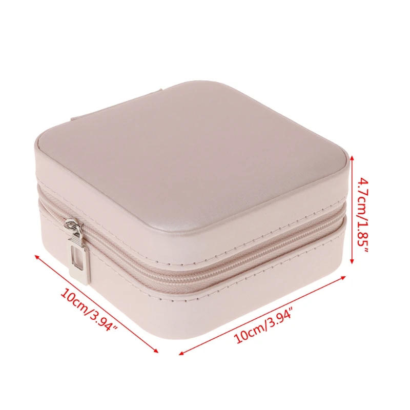 

Mini Jewelry Box Women Portable Ring Storage Organizer Zipper Portable Female Jewellery Display Tool Travel Case