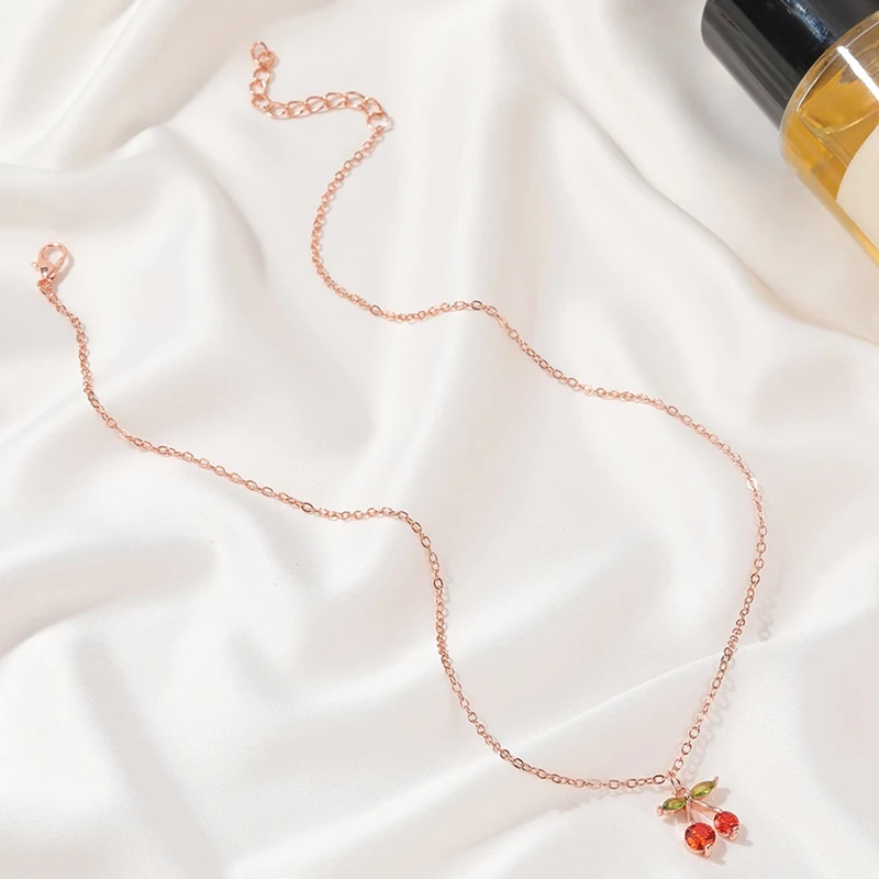 Сладкий маленький Вишневое ожерелье Хрустальный Циркон фрукты для женщин