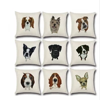 cartoon dogs cushion cover home decor custom linen cute animal pillowcase home decoration sofa car throw pillow cover 4545cm