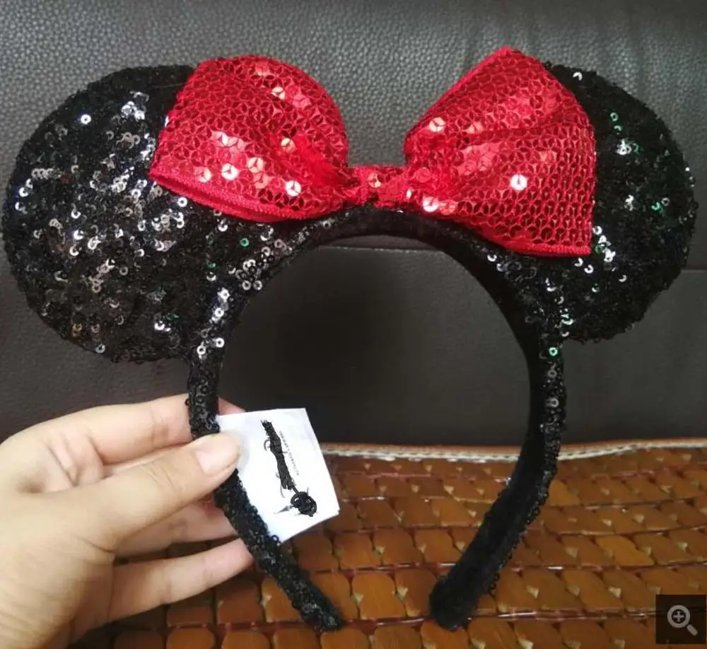 Черный и красный костюм с ушками Минни Микки из Диснея плюшевая повязка на голову