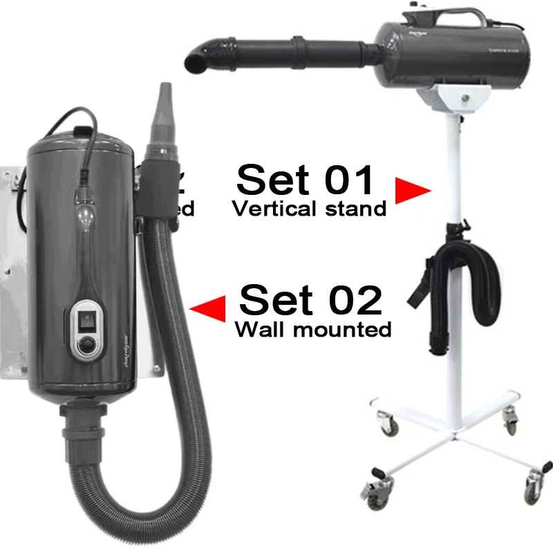 

2200W Double Motor Pet Hair Dryer Wall-mounted Vertical Stand Holder Rack Support Large Small Dog Cat Grooming Blower Super Wind