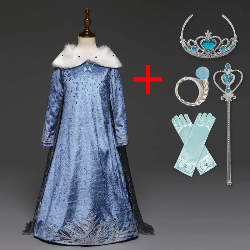 Snow Dress For Girls Princess Carnival Costume Halloween Party Cosplay Queen Accessory Set Children Clothing Vistido | Детская одежда и