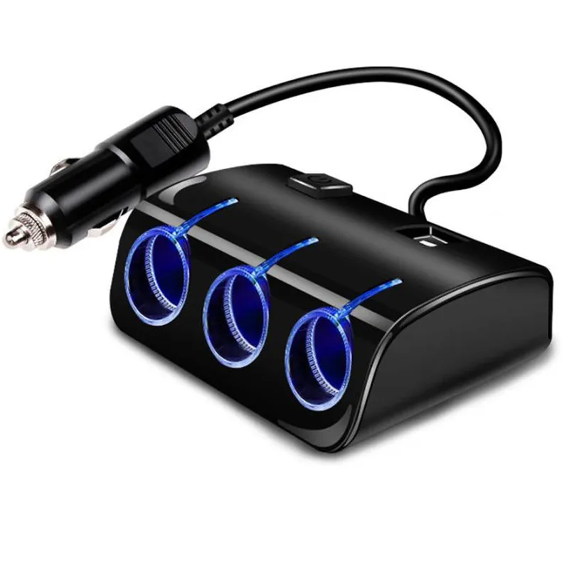 12 V-24 V Автомобильный Прикуриватель разъем светодиодный автомобиль с 3 портами(стандарт Порты и разъёмы Зарядное устройство Мощность адаптер для телефона MP3