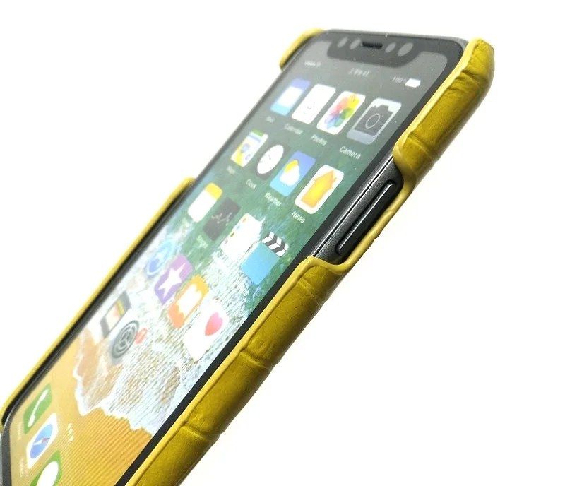 Чехлы для телефонов из натуральной кожи с ремешком на руку для iPhone X XS Max 7 8 Plus, Роскошные тонкие чехлы из крокодиловой кожи желтого цвета