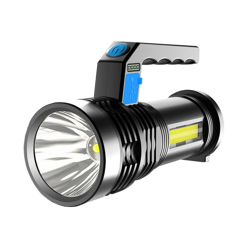 

Светодиодный светильник с дальним радиусом действия 500 м, перезаряжаемый от USB мощный портативный прожектор, фонарик с боковым освещением, п...