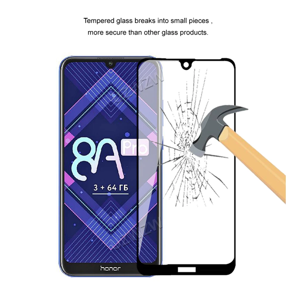 Закаленное стекло для Honor 8A Pro/8A полное покрытие защита экрана телефона защитная