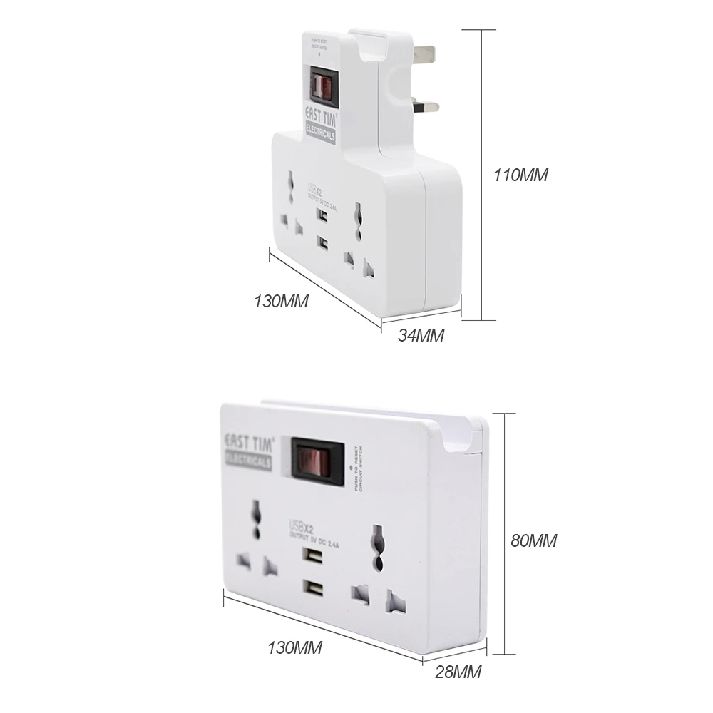 Универсальный удлинитель USB 2 4 А настенный адаптер британский конвертер для