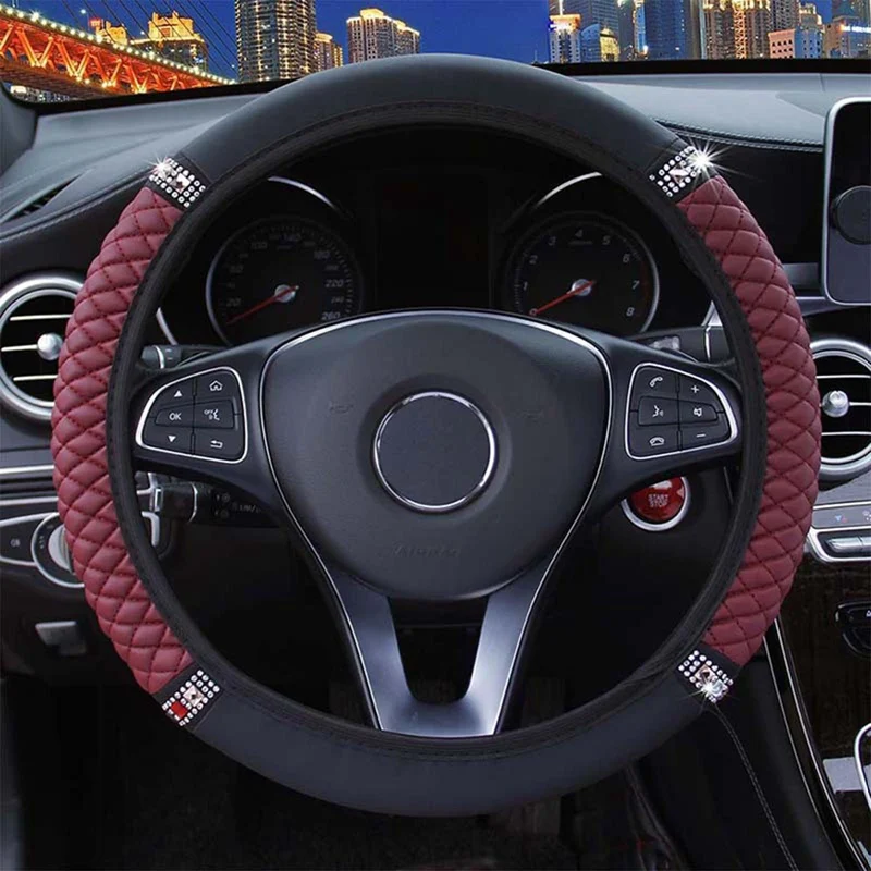 

37-38 см искусственная кожа Bling разы чехол для автомобильного руля универсальные аксессуары для интерьера автомобиля