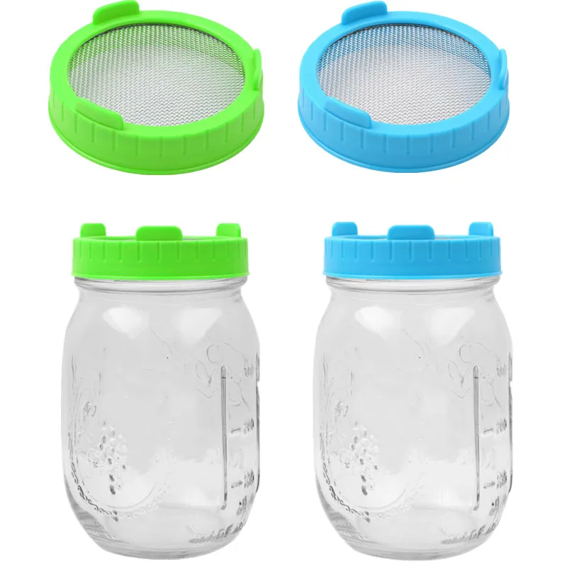 

Wide Mouth Mason Jar Sprouting Lids with Stainless Steel Mesh Screen Strainer Filter for Making Organic Sprout Seeds Sprouting