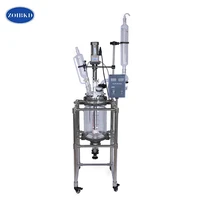 zoibkd 10l laboratory double layer vacuum jacketed glass reactor pilot jacketed chemical reactor continous stirred reacti