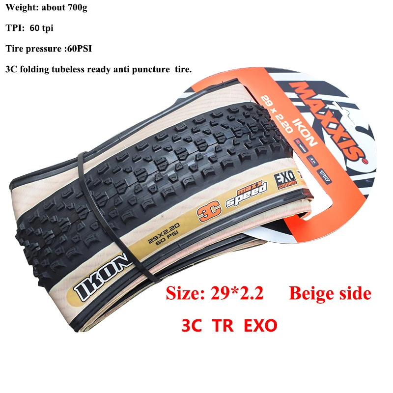 Maxxis 29*2,2 бескамерные велосипедные шины сверхлегкие 120TPI 3C бескамерные готовые анти прокол 29*2,25 29er бежевые MTB велосипедные шины - Цвет: 29X2.2(Beige 3C)