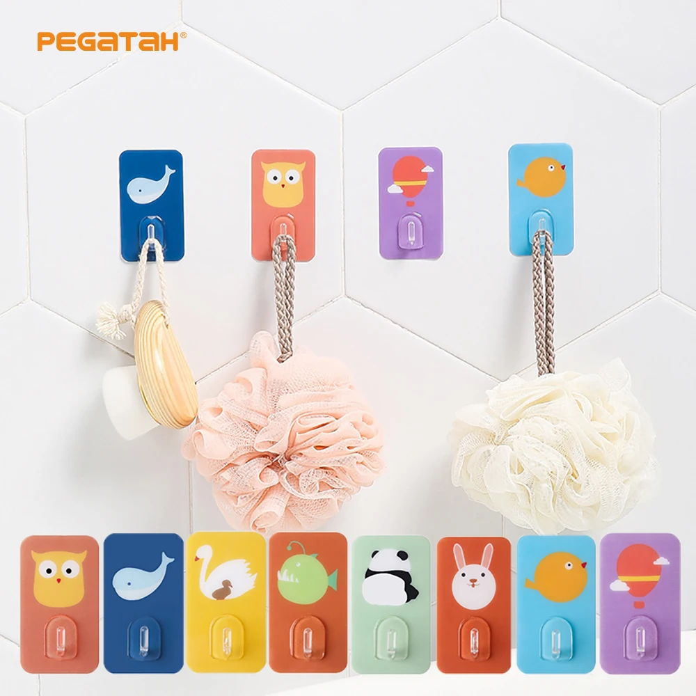 

Creative Cute Wall Hook Free Punching Seamless Hooks Load-bearing Powerful Self Adhesive Wall Hanger Kitchen Bathroom Organizer