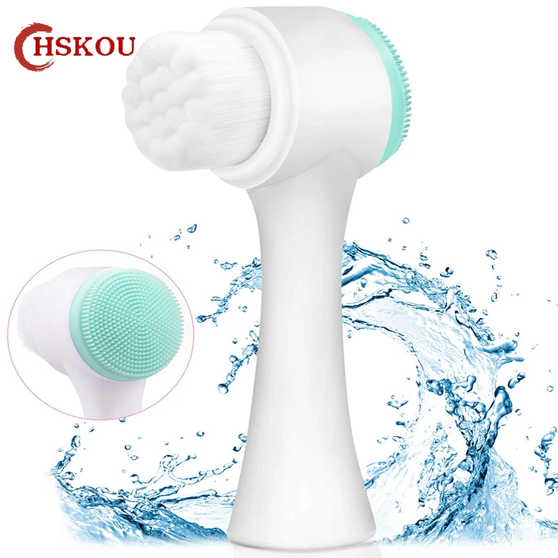 Щетка для чистки лица HSKOU 2 в 1 силиконовая щетка ручной скрабббер глубокого