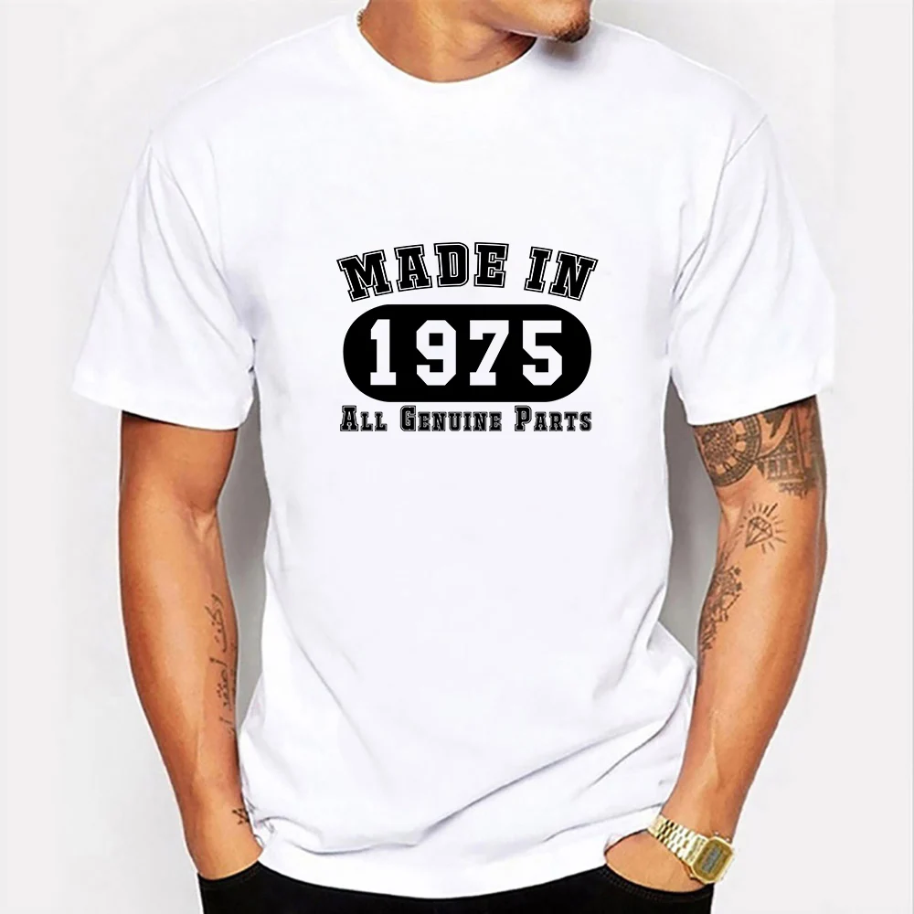 

Men Summer T-shirt Casual Fashion Streetwear Short Sleeve O-neck Tops Tee Made In 1975 Birthday Harajuku Funny Print Tshirt